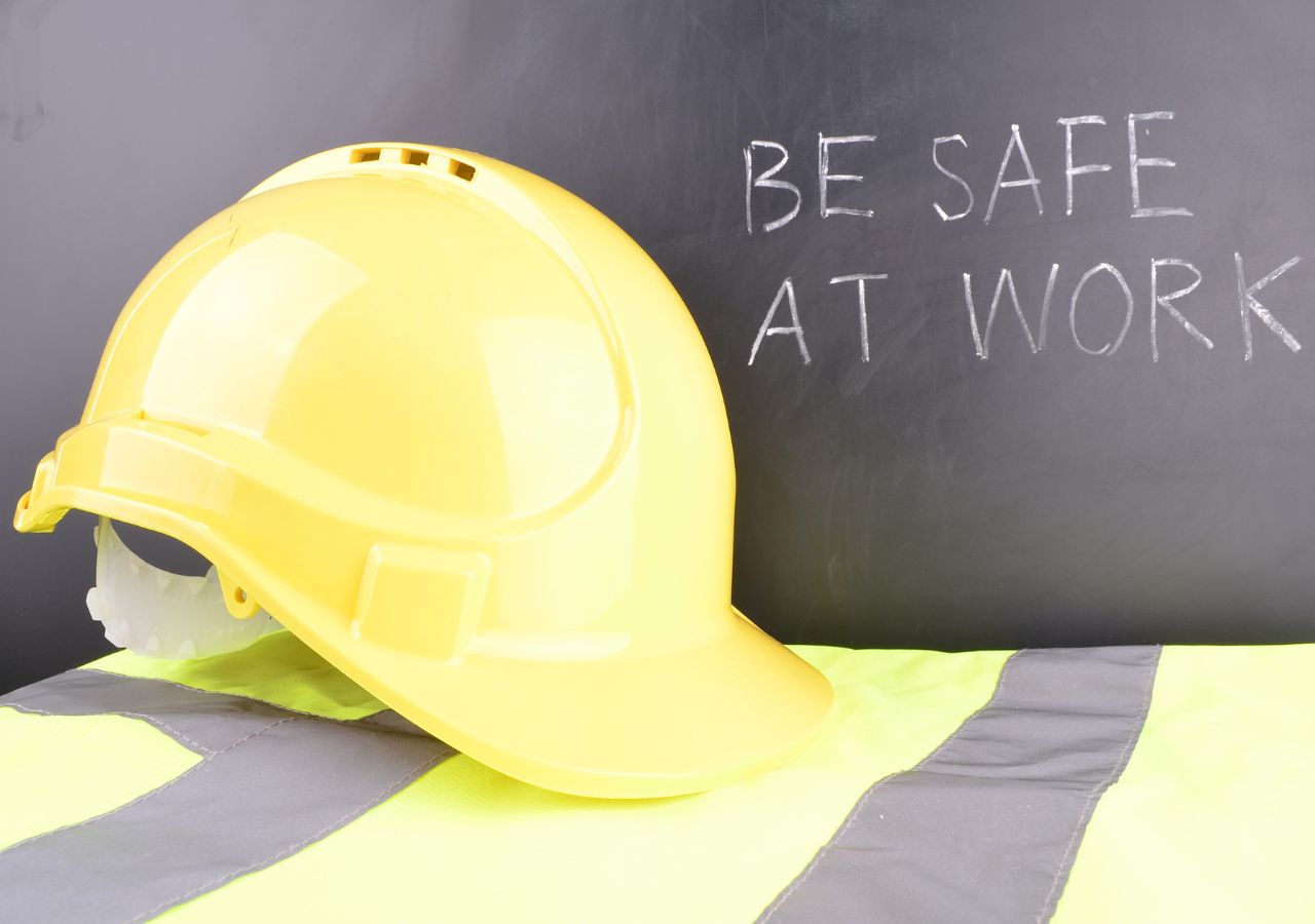 Photo of hard hat that says Be Safe at Work to illustrate safety conversations in the workplace.