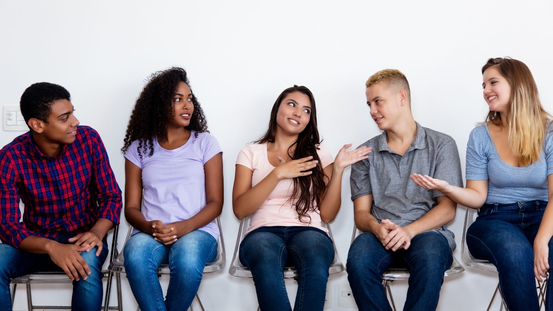 Photo of group chatting to illustrate interpersonal skills