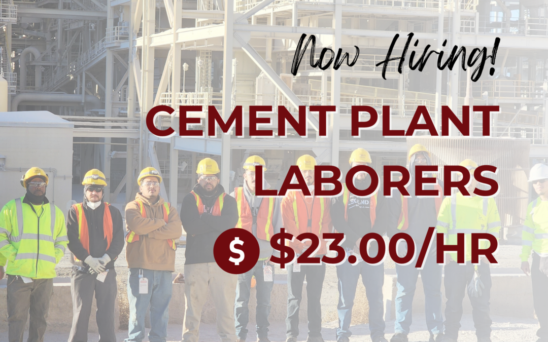 Now Hiring: Cement Plant Laborers – Longmont, CO