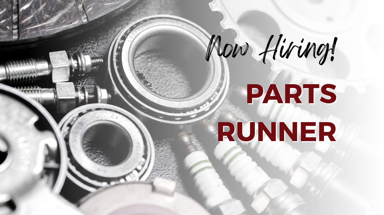 Close-up of industrial mechanical parts including bearings, bolts, and fittings representing a parts runner role responsible for handling, organizing, and delivering maintenance components.